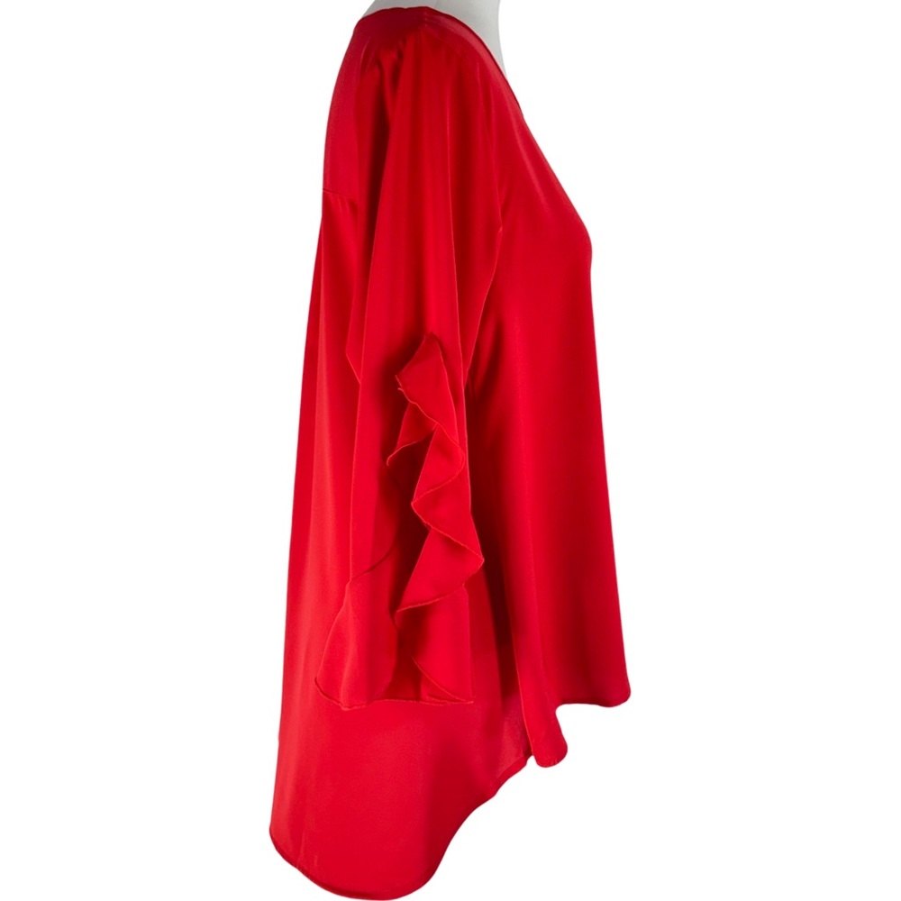 159. Red Ruffle Sleeve Blouse - Picture 2 of 7